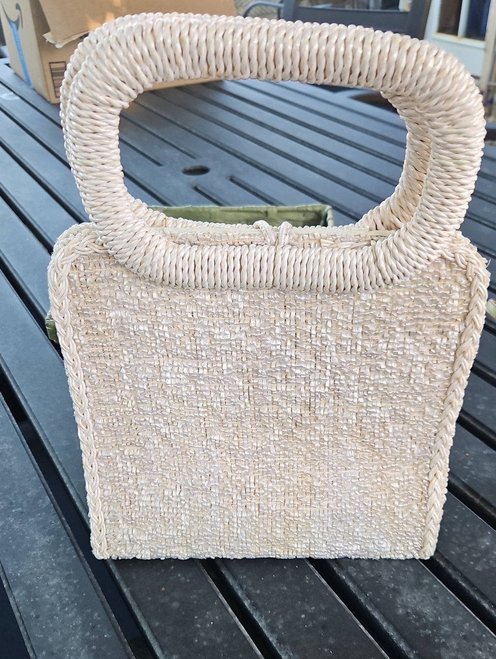 Handcrafted Cream Straw Tote with Yellow Floral Appliqué - Picture 4 of 5